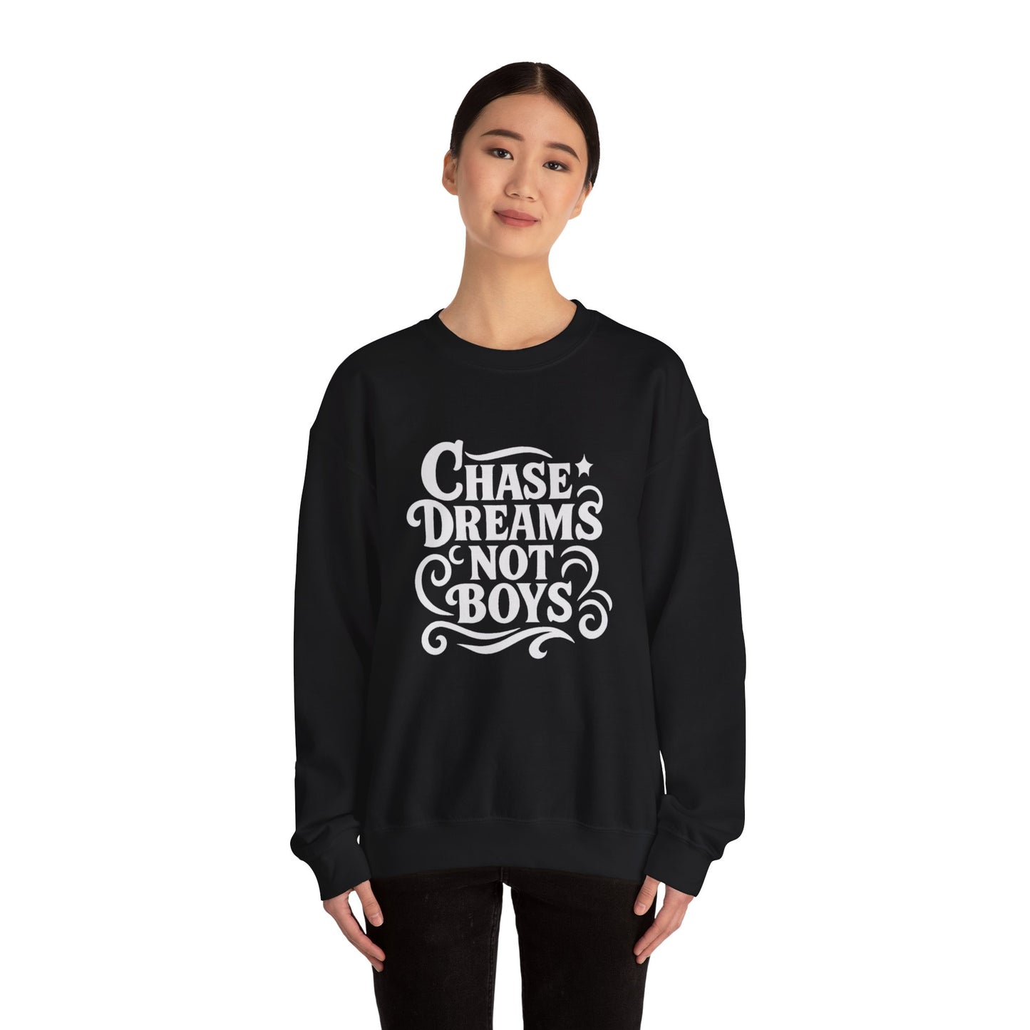 Chase Dreams Not Boys Cozy Crewneck Sweatshirt