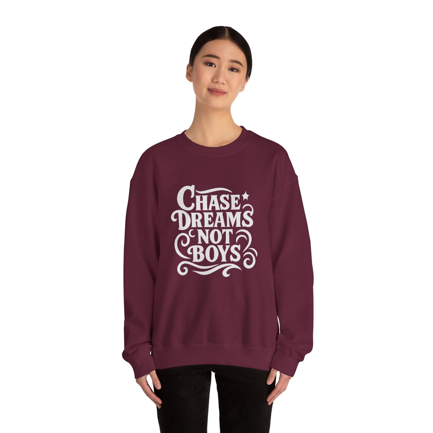 Chase Dreams Not Boys Cozy Crewneck Sweatshirt