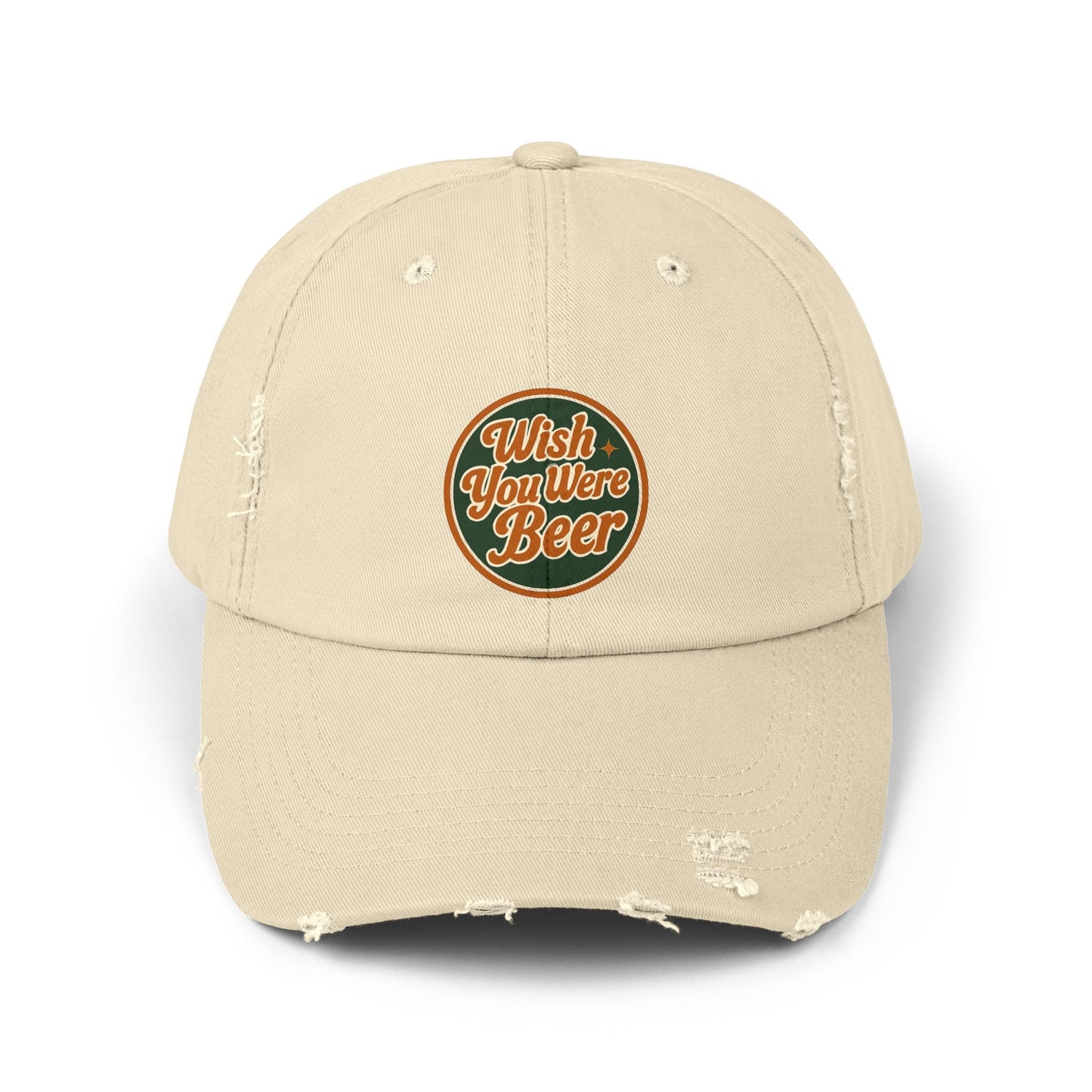 "Wish You Were Beer" unisex distressed hat