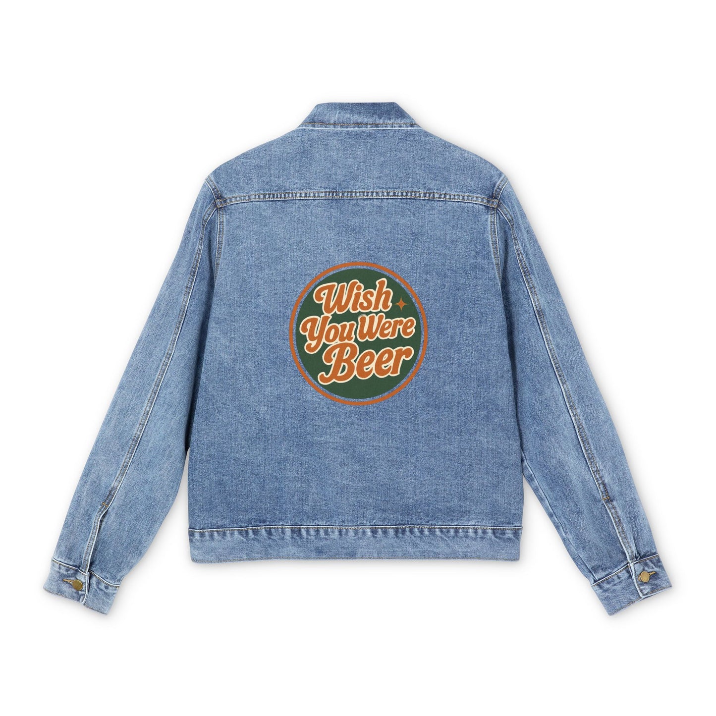 "Wish You Were Beer" denim jacket, unisex