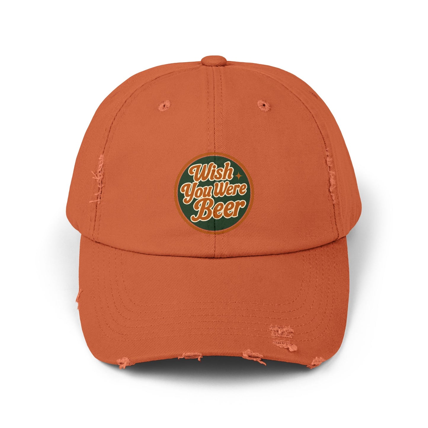 "Wish You Were Beer" unisex distressed hat