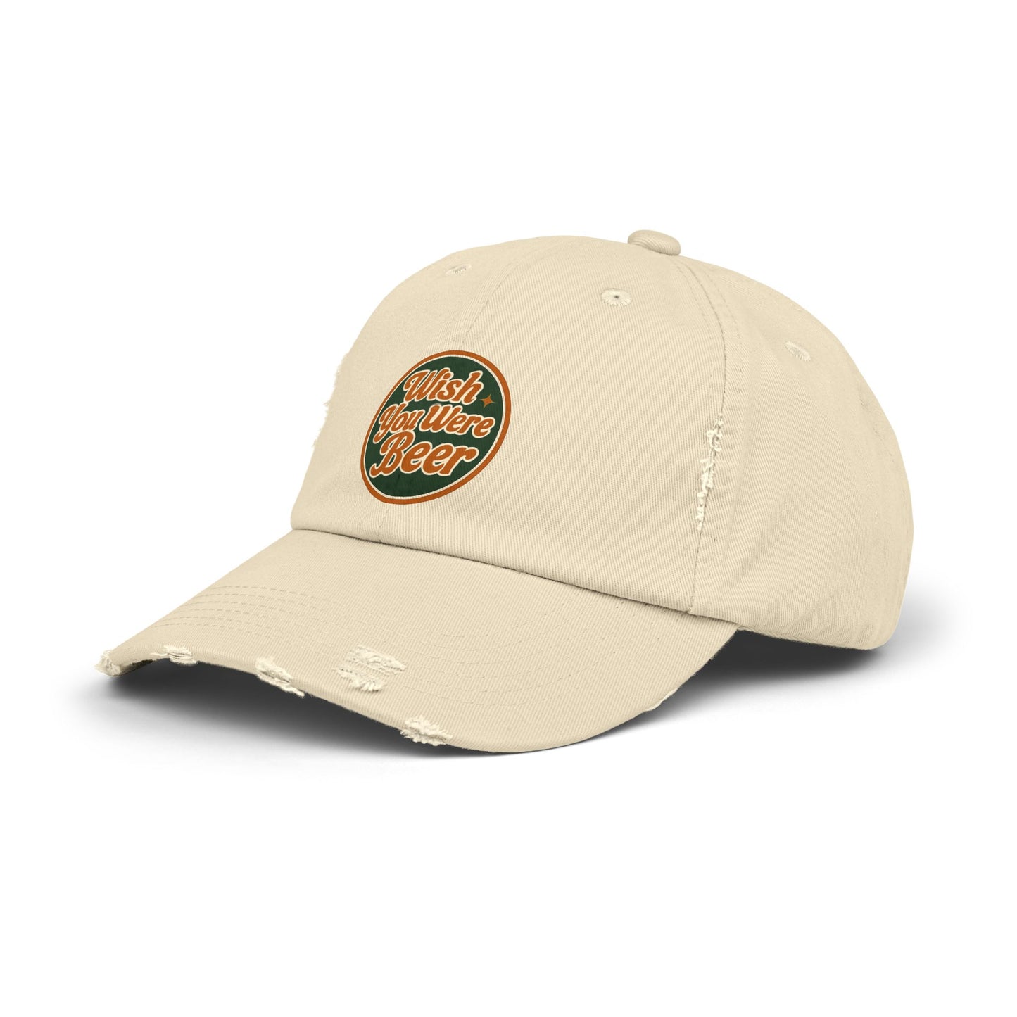 "Wish You Were Beer" unisex distressed hat