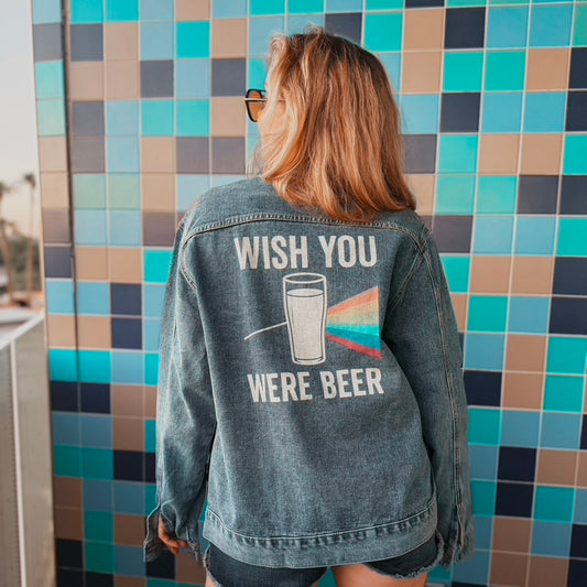 "Wish You Were Beer" Unisex Denim Jacket