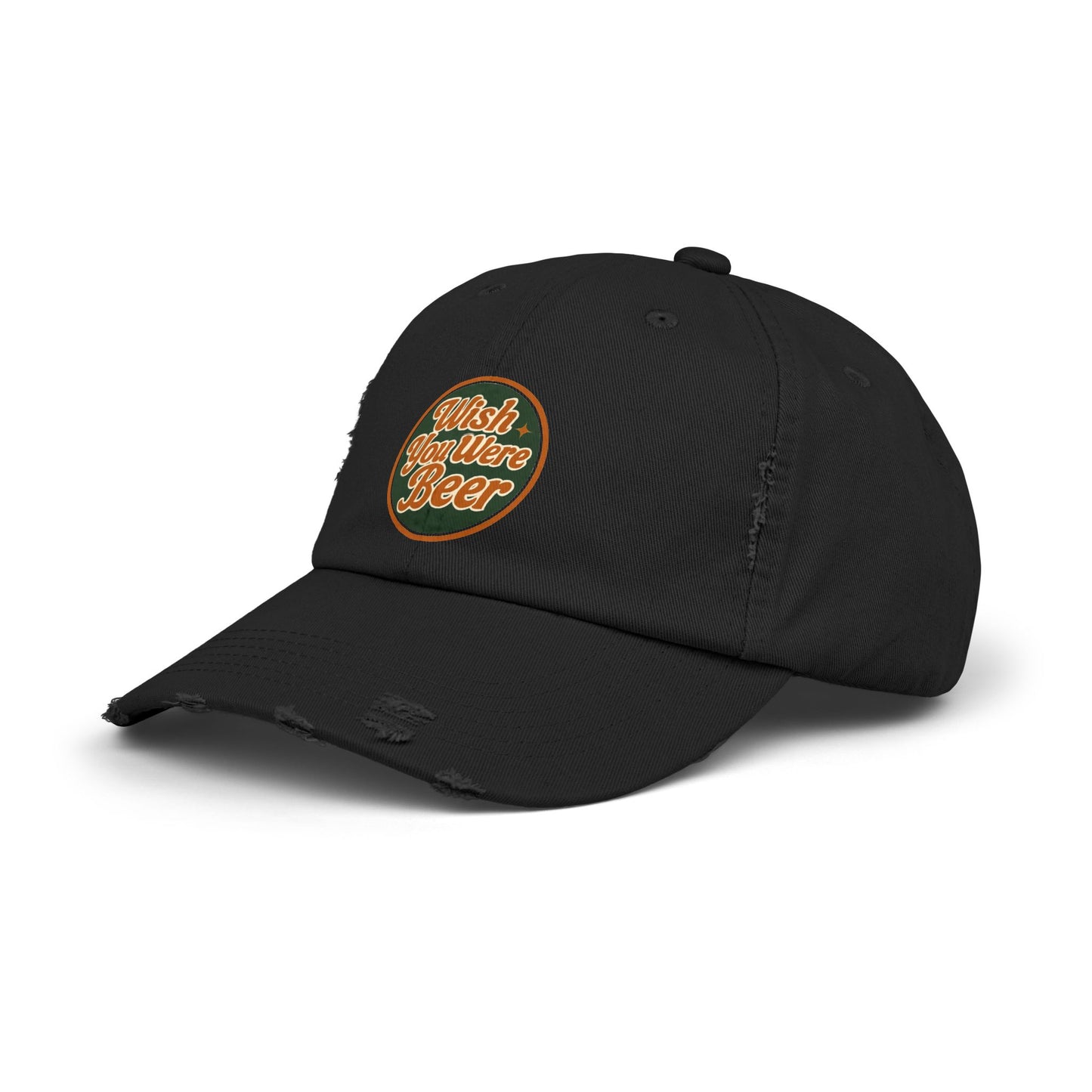 "Wish You Were Beer" unisex distressed hat