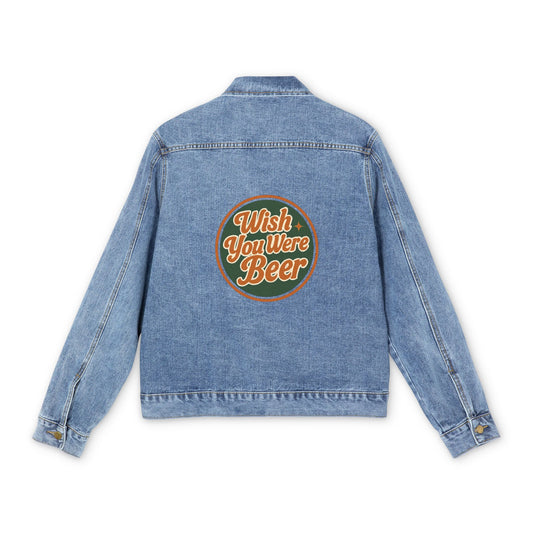 "Wish You Were Beer" denim jacket, unisex